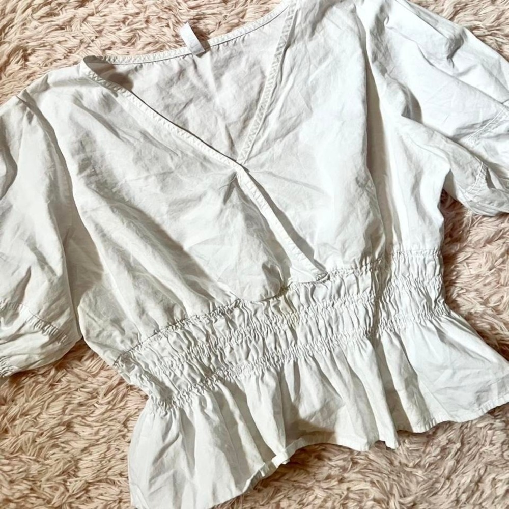Smocked Milkmaid Cottage Core Peasant Puff Sleeve‎ Top Womens L Angelcore Goblin - Picture 2 of 5